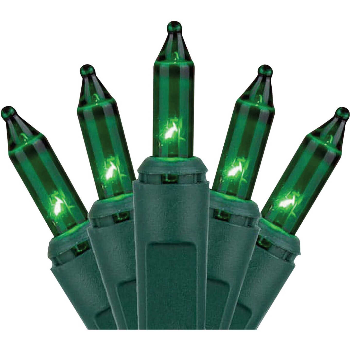 Transparent Green Christmas Tree Mini Lights, 100 Lights, T1 3/4 Shaped, 21 Foot, Green Wire, Steady Burning and Flashing - Cheap-Us