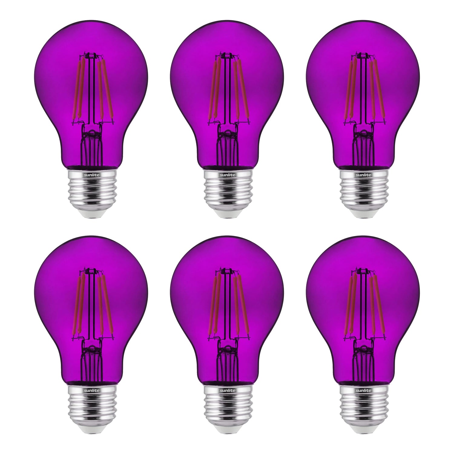 2-Pack Sunlite LED Transparent Purple A19 Filament Bulbs, 4.5 Watts, Dimmable, UL Listed - Cheap-Us