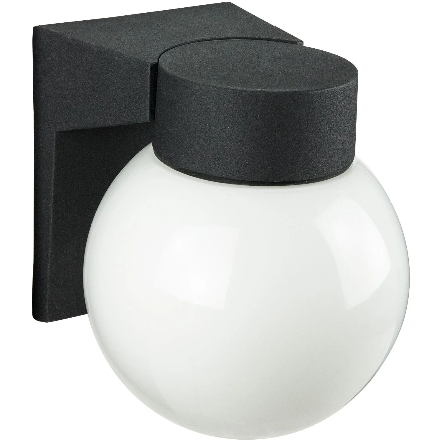 Sunlite Wall Mount Globe Style Outdoor Fixture, Black Finish, White Glass - Cheap-Us