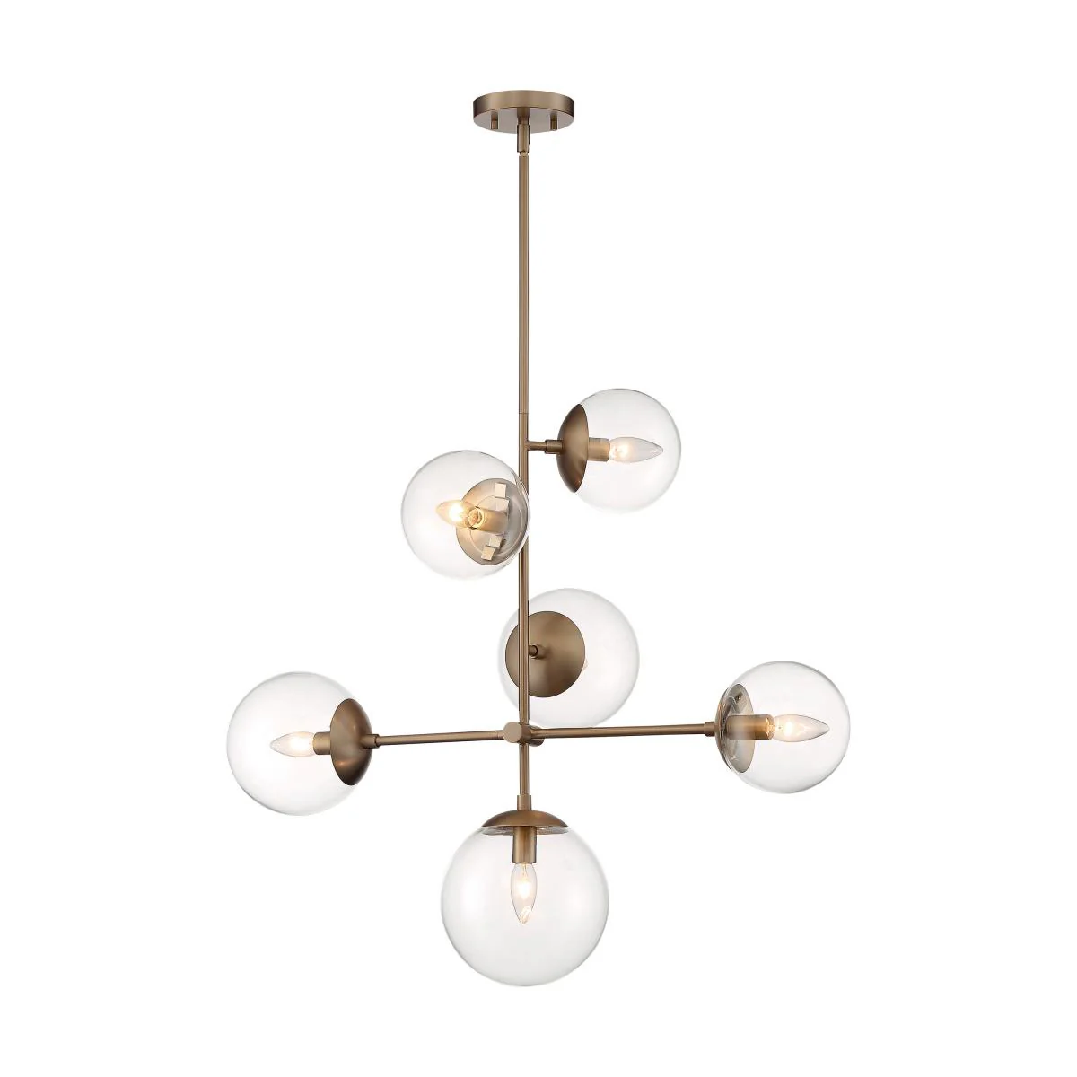 60-7125 SKY 6 LIGHT PENDANT Sky - 6 Light Pendant with Clear Glass - Burnished Brass Finish - Cheap-Us