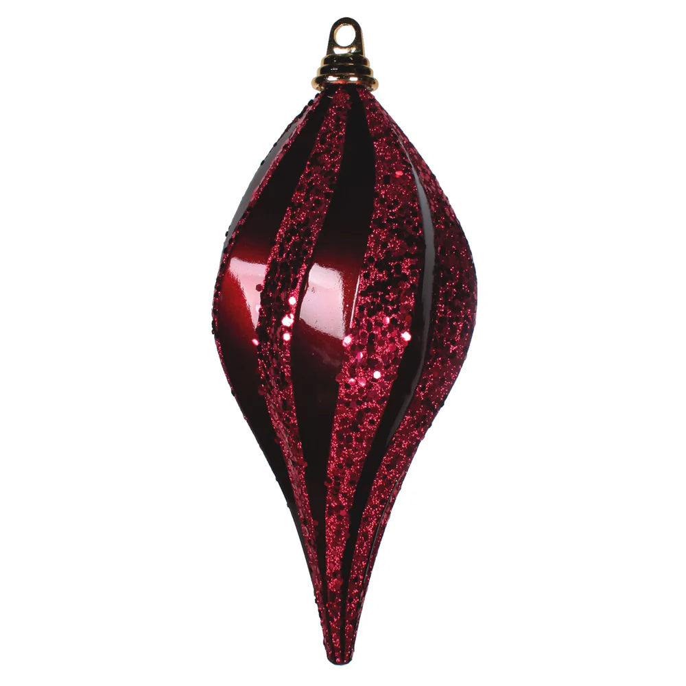 Vickerman 12'' Burgundy Glitter Swirl Drop Christmas Ornament - Cheap-Us