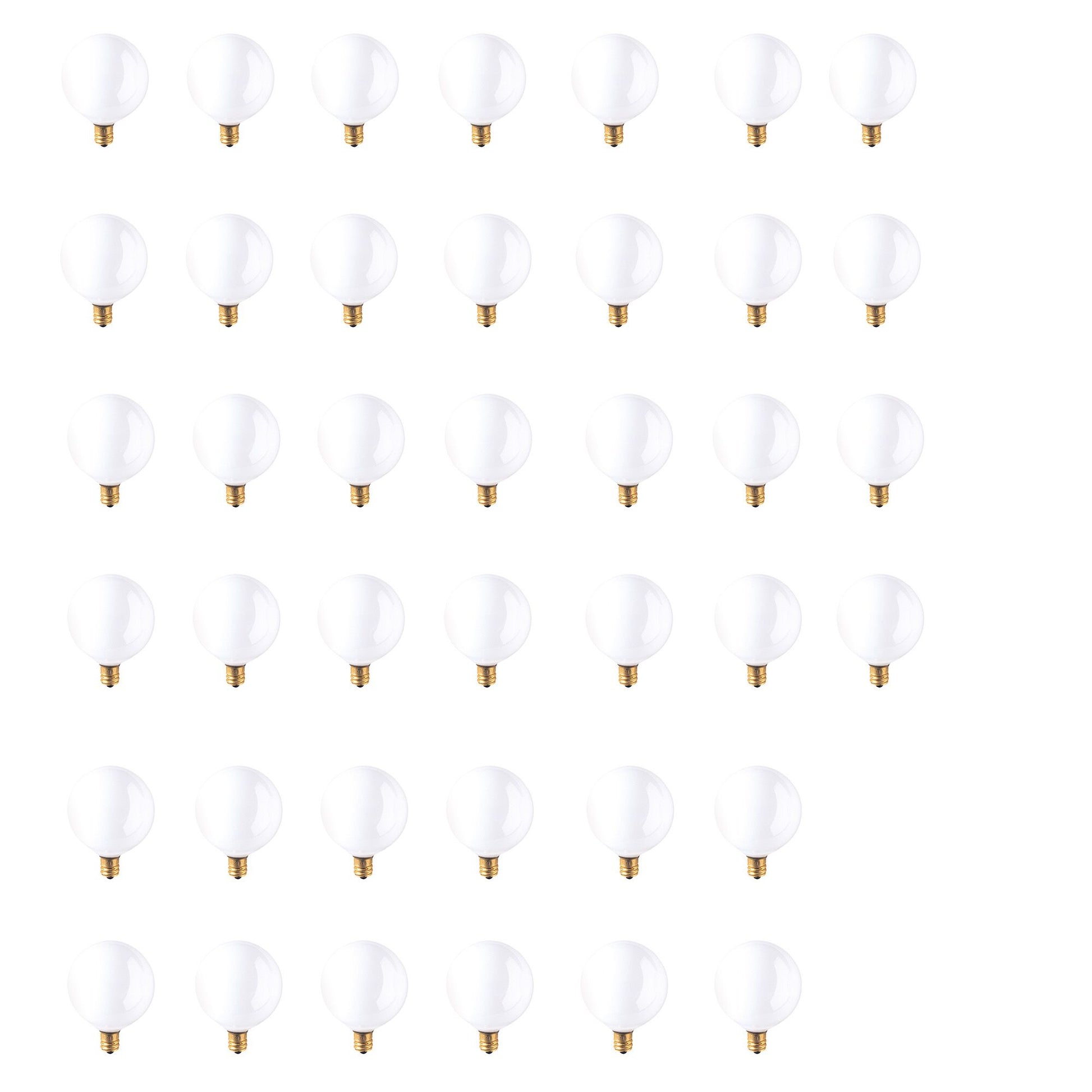 BULBRITE INCANDESCENT G16.5 CANDELABRA SCREW (E12) 25W DIMMABLE LIGHT BULB 2700K/WARM WHITE 40PK (391025) - Cheap-Us