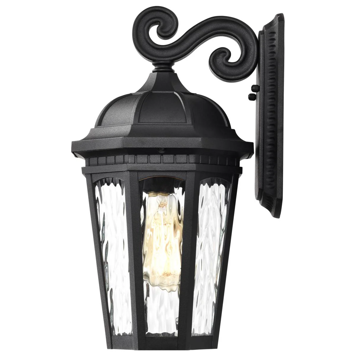 60-5946 EAST RIVER 1LT OUTDOOR LG WALL East River Collection Outdoor 16 inch Large Wall Light; Matte Black Finish with Clear Water Glass - Cheap-Us