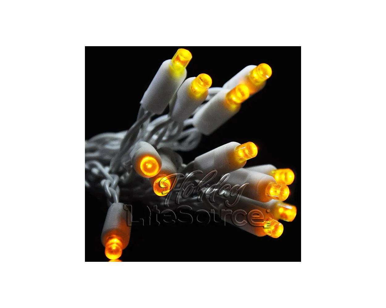 Yellow Conical LED Craft Lights on White Wire - 20 Lights, Approx. 5' Long - Cheap-Us