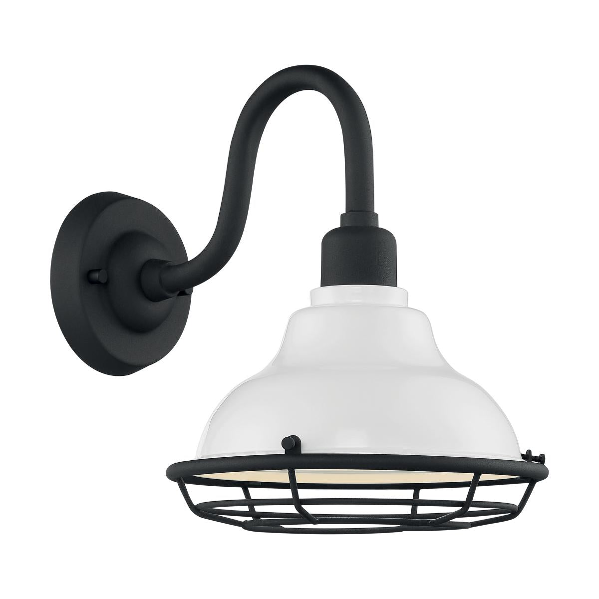 60-7021 NEWBRIDGE 1LT SM OUTDOOR WALL Newbridge - 1 Light Sconce with- Gloss White and Textured Black Finish - Cheap-Us