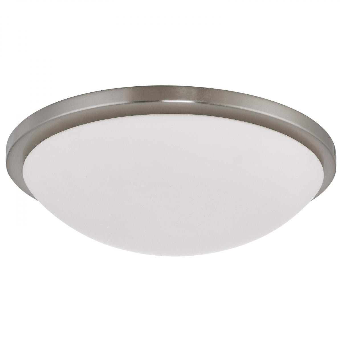 Satco Nuvo LED Button Flush Mount Dome Light Fixture - Brushed Nickel/Black/Matte Black Finish With White Glass - 3000K/CCT Selectable - Cheap-Us