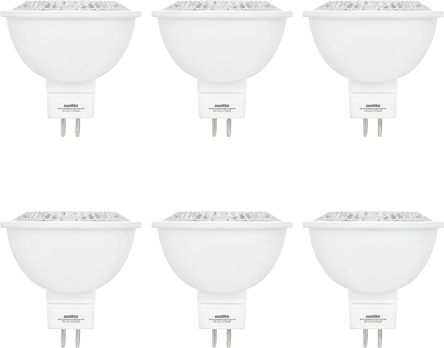 Sunlite LED MR16 Reflector Spotlight Bulb, 6 Watts (50W Halogen Bulb EQ) 12V, 500 LM, 90 CRI, GU5.3 Bi-Pin Base, Dimmable, T20 Compliant, UL & Energy Star Certified, 2700K Warm White - 6 Pack - Cheap-Us