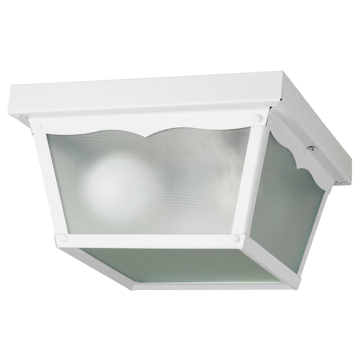Sunlite Ceiling Mount Porch Light Outdoor Fixture, White Powder Finish, Frosted Glass - Cheap-Us