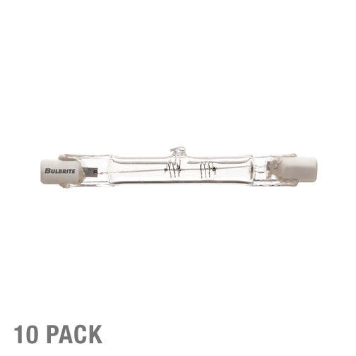 Bulbrite Pack of (10) 100 Watt 120V Dimmable Clear T3 Halogen Mini Light Bulbs with Double Ended (RSC) Base, 2900K Soft White Light - Cheap-Us