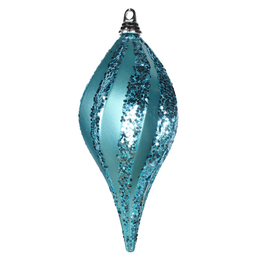 Vickerman 12'' Turquoise Glitter Swirl Drop Christmas Ornament - Cheap-Us