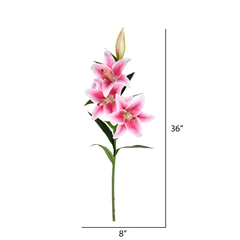 Vickerman 36'' Artificial Pink Real Touch Lily Spray. Includes 2 sprays per pack. - Cheap-Us