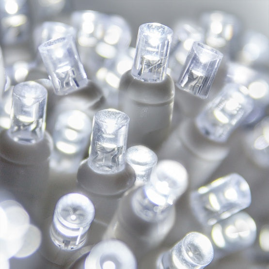 Pure White Conical LED Craft Lights on White Wire - 20 Lights, Approx. 5' Long - Cheap-Us