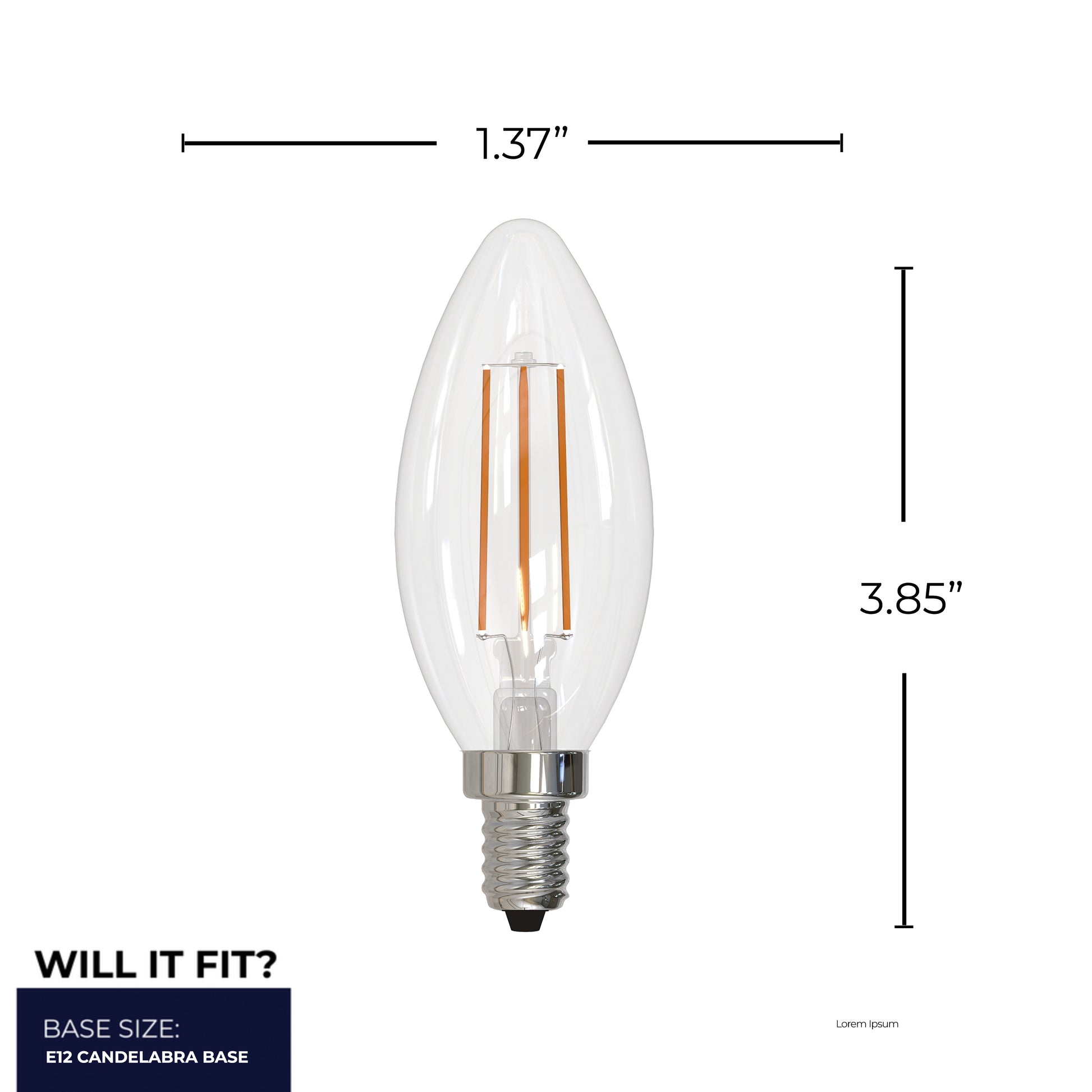 Bulbrite 5W LED LIGHT BULB B11 4000K FILAMENT E12 CANDELABRA BASE, DIMMABLE, 4PK - Cheap-Us