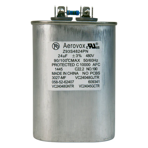 480VAC - Oil Filled Capacitor for HID Lighting 24uf - Metal Oval Case - Aerovox Z93S4824PN - Cheap-Us