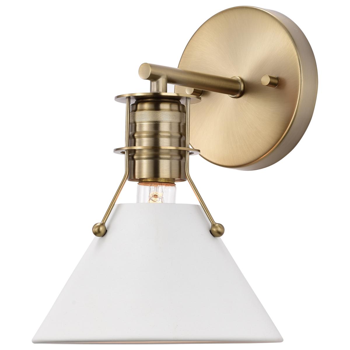 60-7520 OUTPOST 1 LIGHT WALL SCONCE Outpost; 1 Light; Wall Sconce; Matte White with Burnished Brass - Cheap-Us