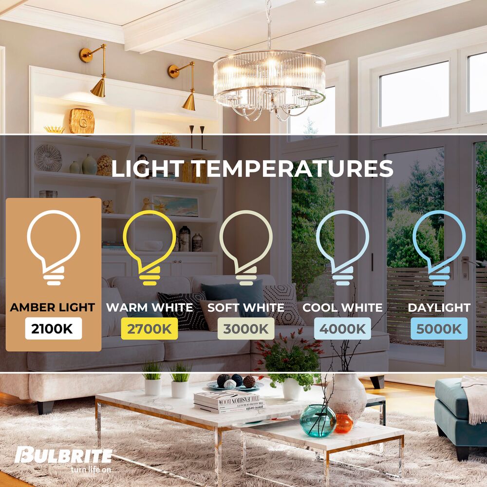 Bulbrite LED T14 Curved Filament Spiral, Dimmable E26 Medium Base, Clear Finish, 2100K-Amber Light 4 Watt, 4-Pack - Cheap-Us
