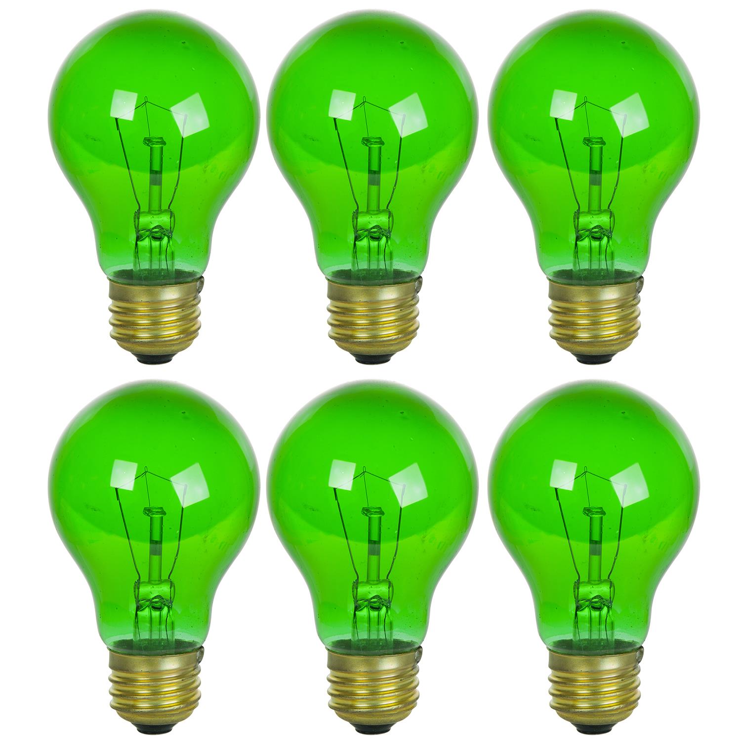 6 Pack of Sunlite 25 watt Transparent Green Colored Incandescent Light Bulb - Parties, Decorative, and Holiday 2,000 Average Life Hours - Cheap-Us