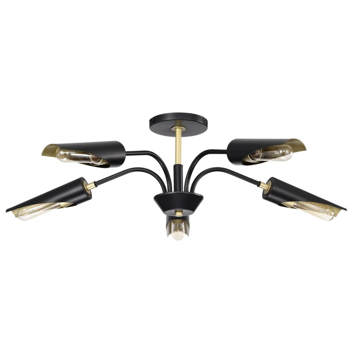 Satco Nuvo Marc 3-5 Light Dinette Chandelier - Dinette - Matte Black And Gold Finish - Cheap-Us