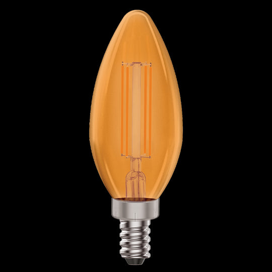 Luxrite LED B11 Colored Filament Torpedo Light Bulb, E12 Candelabra Base, 4.5W, Orange Finish (LR21746) - Cheap-Us