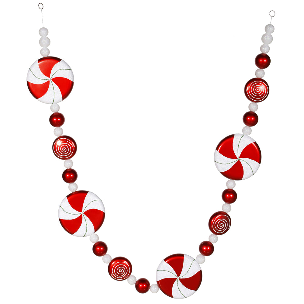 Vickerman 6' Red-White Peppermint Candy Christmas Garland - Cheap-Us