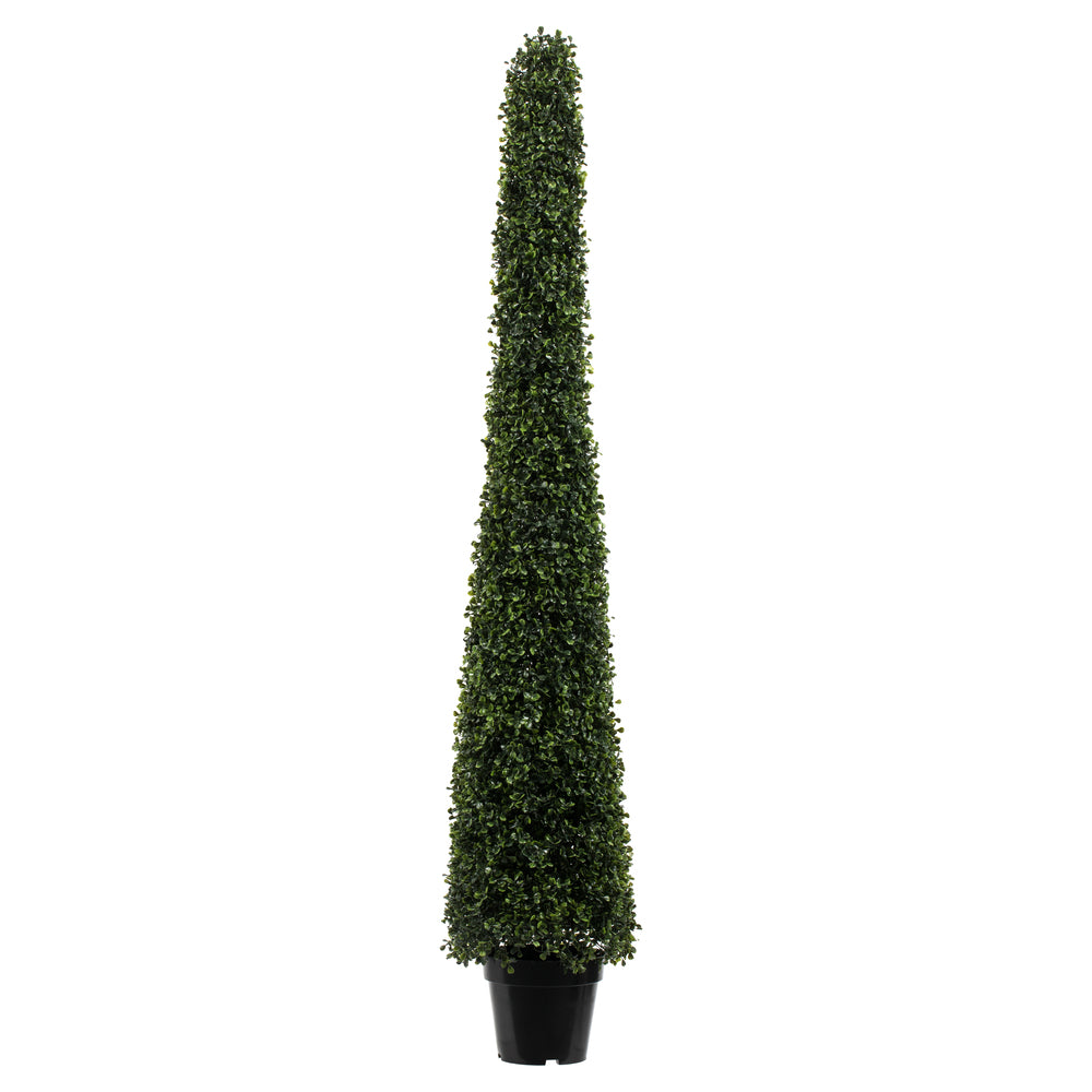 Vickerman 5' Potted Artificial Boxwood Cone. - Cheap-Us