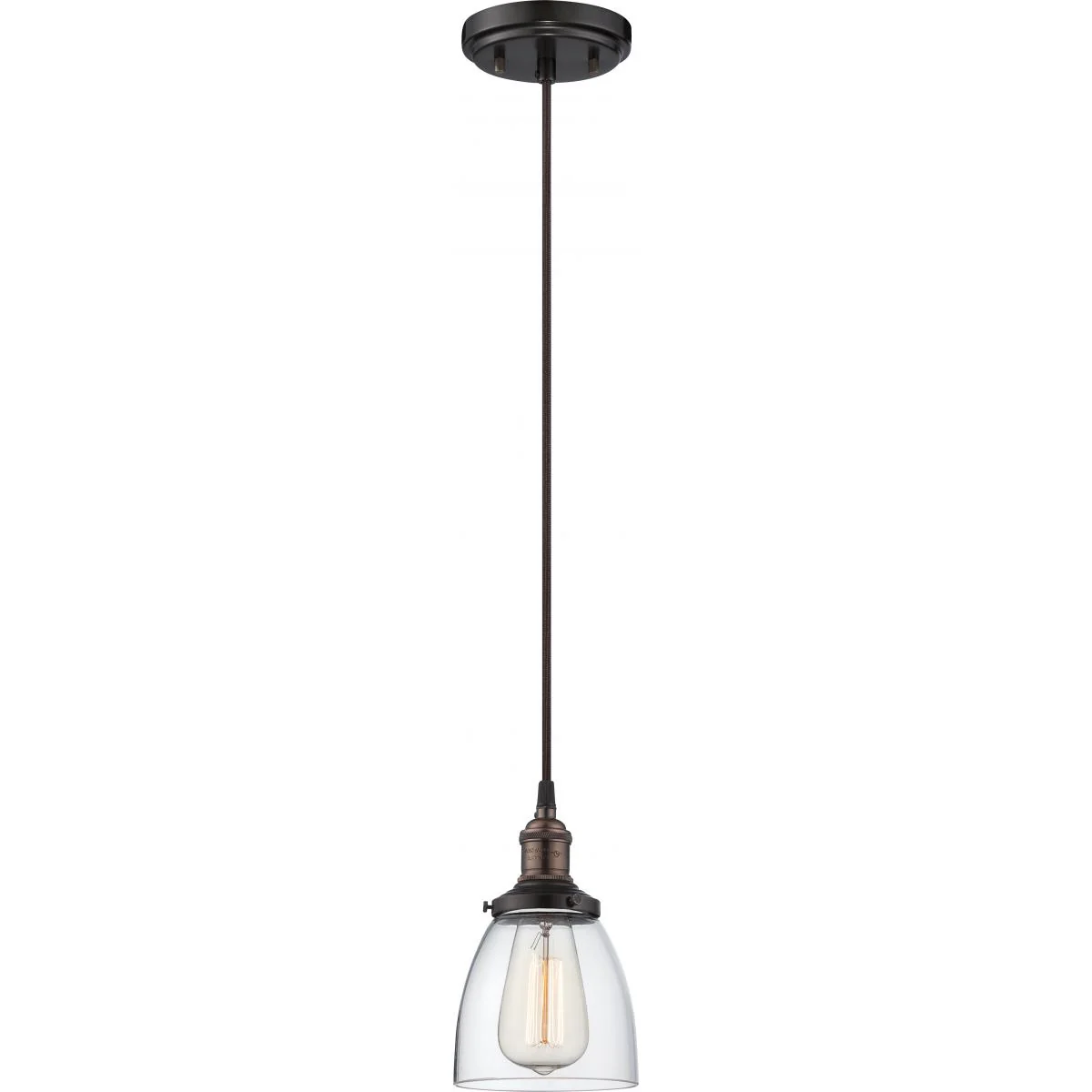 60-5504 1 LT VINTAGE PENDANT Vintage - 1 Light Pendant with Clear Glass - Rustic Bronze Finish - Cheap-Us