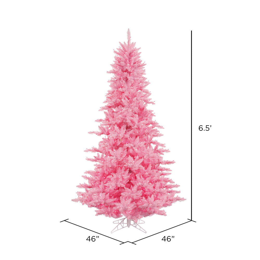 Vickerman 6.5' Pink Fir Artificial Christmas Tree Pink  Dura-lit LED Lights - Cheap-Us