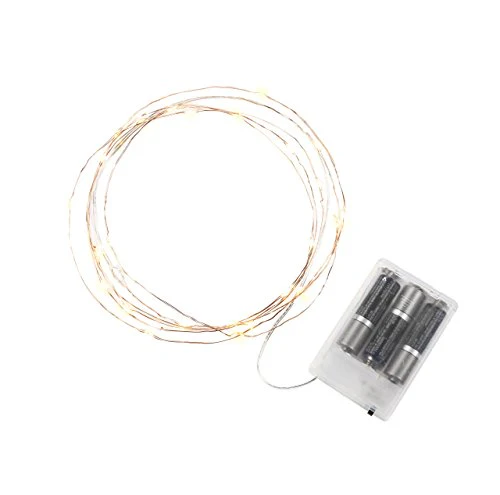 Bulbrite LED/STAR/COP/S/27K Indoor LED Starry String Lights, 10' Silver Wire, Battery Pack - Cheap-Us