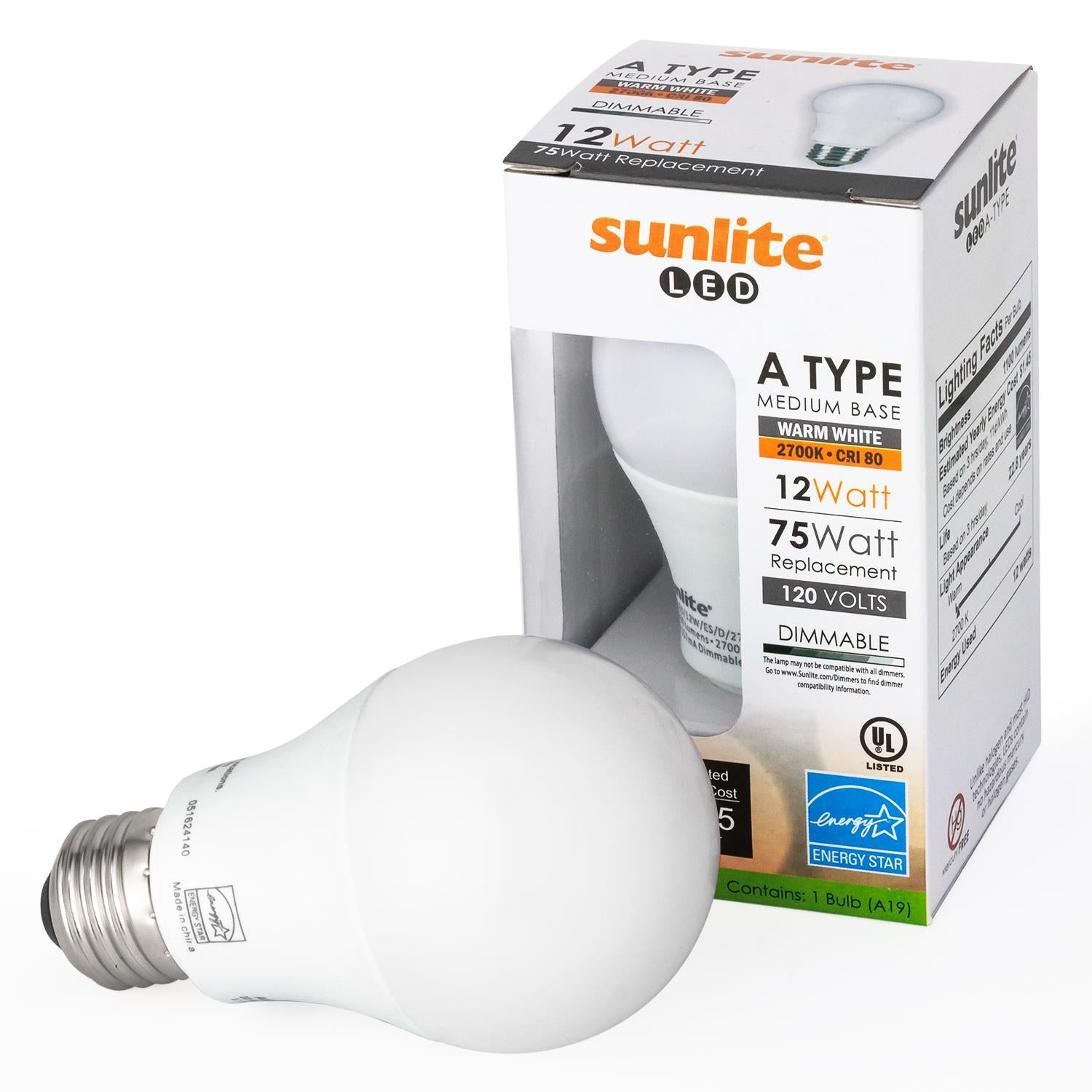 Sunlite A19/LED/12W/ES/D/40K LED A Type Household 12W (75W Equivalent) Light Bulbs Medium (E26) Base, Cool White - Cheap-Us