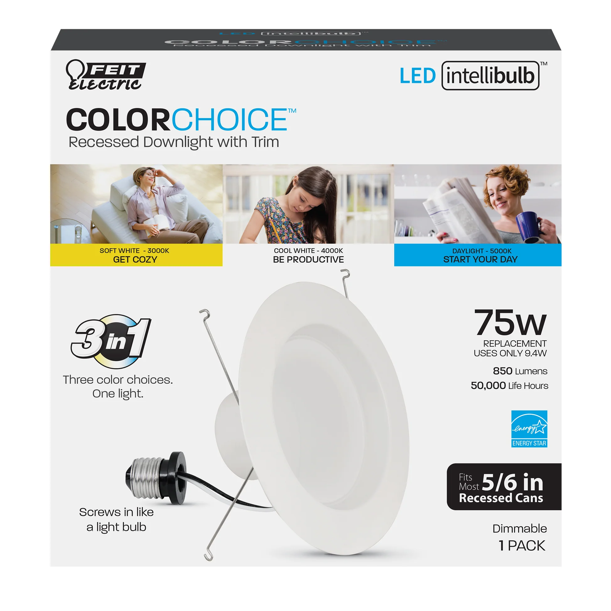 75-Watt Equivalent 5-6 in. Color Select LED Recessed Downlight - Cheap-Us