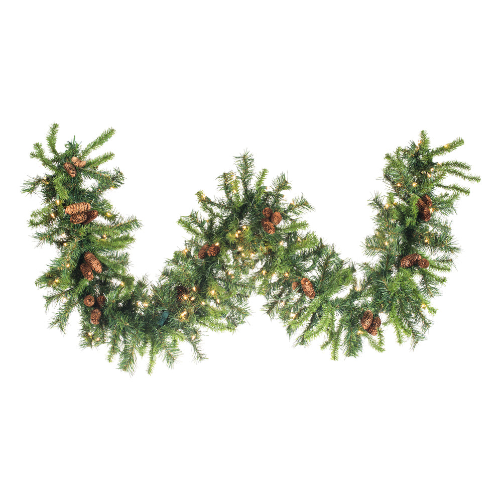 Vickerman 9' Cheyenne Artificial Christmas Garland Clear Dura-lit Incandescent Lights - Cheap-Us