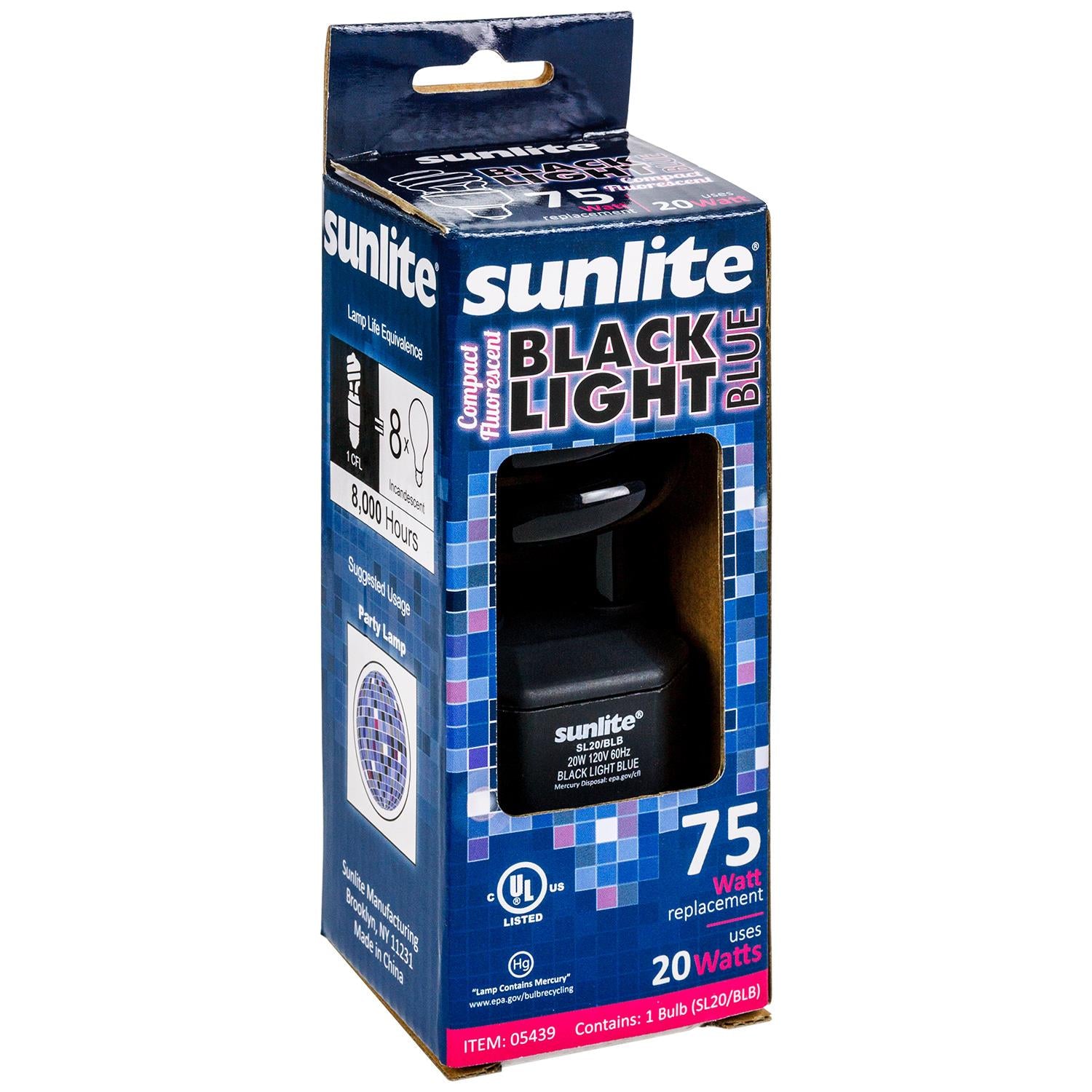 Sunlite 20 Watt Blacklight Spiral, Medium Base, BLB - Cheap-Us