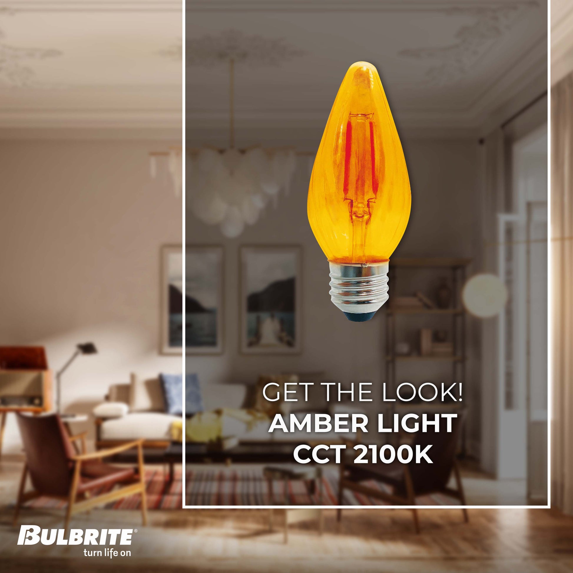 Bulbrite Fiesta Pack of (4) 4 Watt Dimmable F15 LED Filament Light Bulb with Amber Glass Finish and Medium (E26) Base - 2100K (Amber Light), 280 Lumens - Cheap-Us