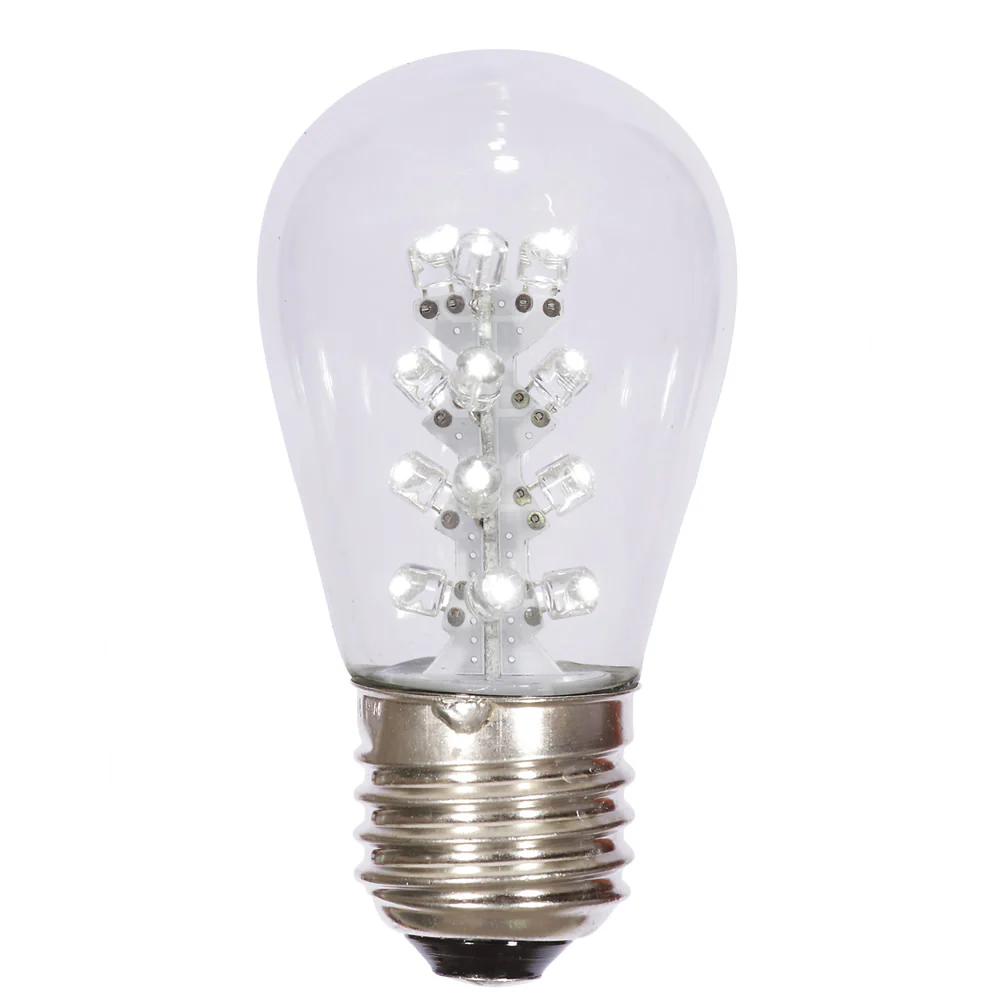 Vickerman S14 Pure White LED Transparent E26 Medium Nickel Base Bulb 5 per pack. - Cheap-Us