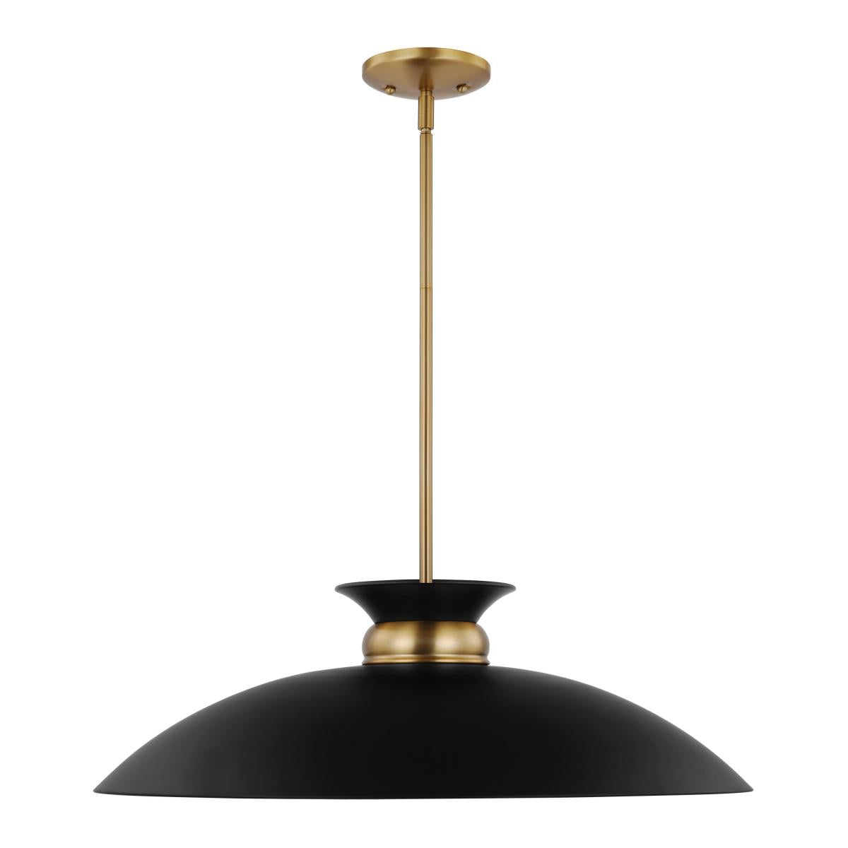60-7462 PERKINS 1 LT LARGE PENDANT Perkins; 1 Light; Large Pendant; Matte Black with Burnished Brass - Cheap-Us