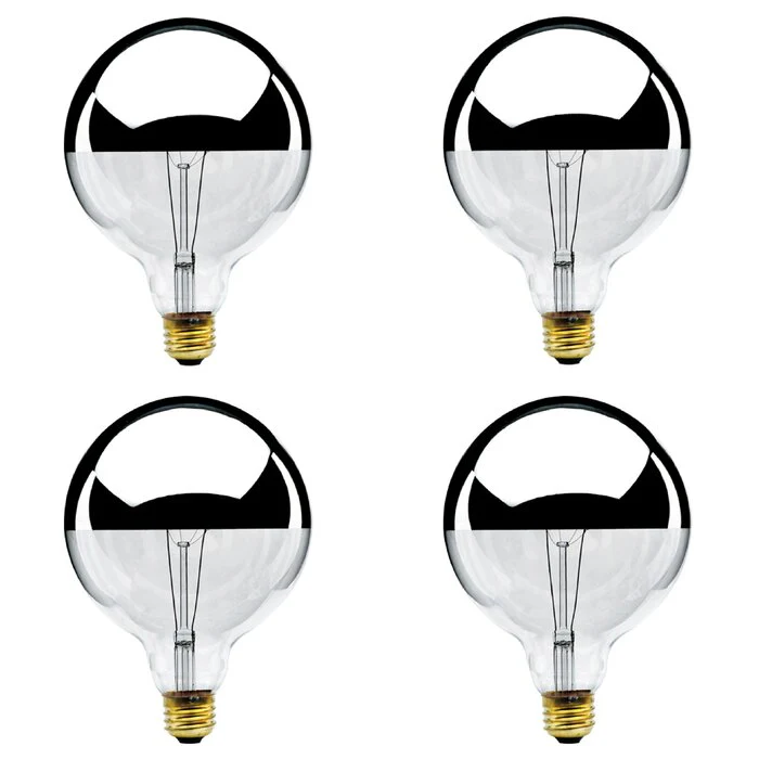 BULBRITE INCANDESCENT G40 MEDIUM SCREW (E26) 100W DIMMABLE LIGHT BULB 2700K/WARM WHITE HALF MIRROR 4PK (712351) - Cheap-Us