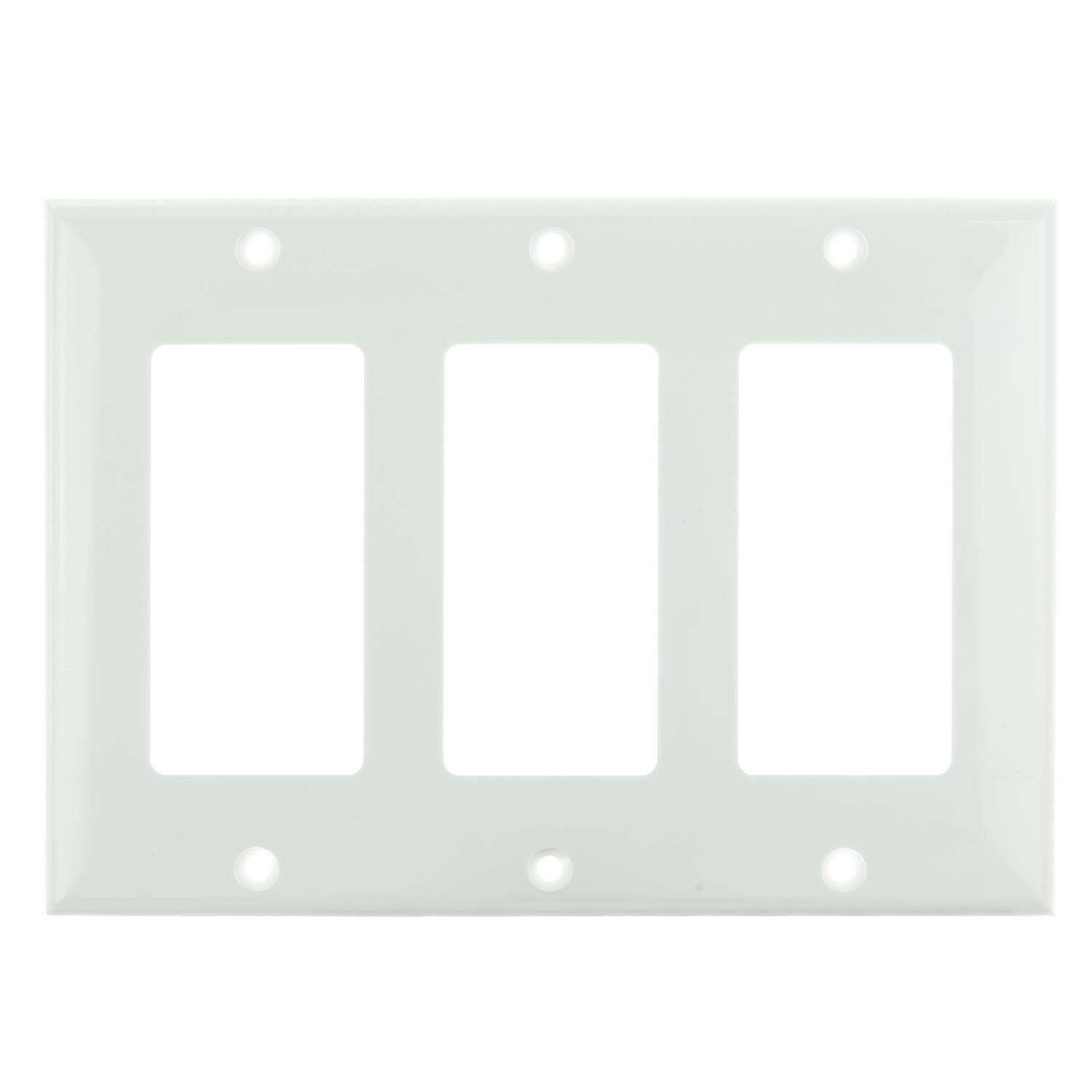 Sunlite E303/W 3 Gang Decorative Switch and Receptacle Plate, White - Cheap-Us
