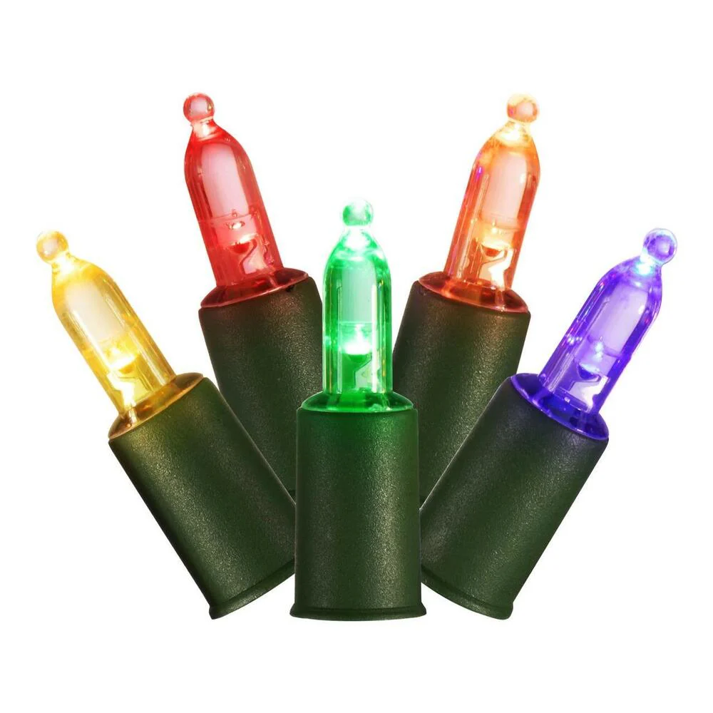 Vickerman 70 LED Multi-Colored WeatherLit T5 Italian Light Set, Green Wire, 23' Long Light Strand. - Cheap-Us