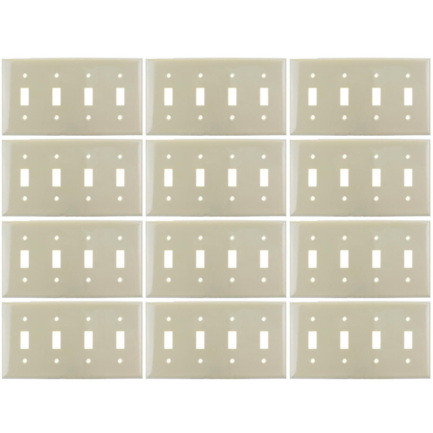 Sunlite E104/I 4 Gang Toggle Switch Plate, Ivory - Cheap-Us