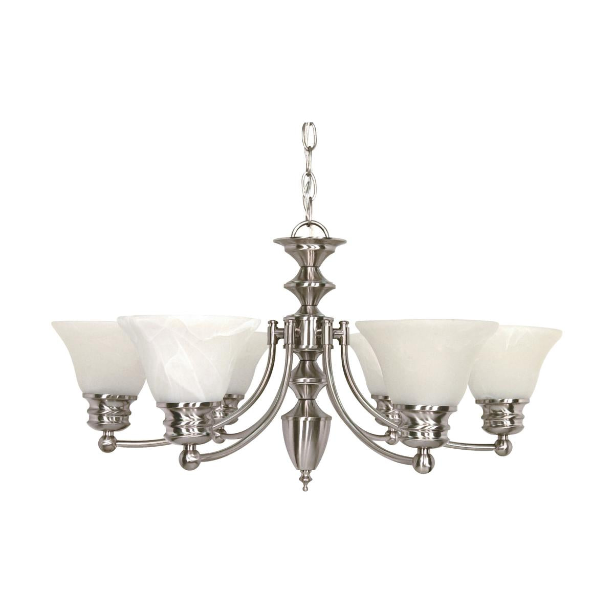 Satco Nuvo Empire 6-9 Light Chandelier With 2 Tier/Champagne Linen Washed Glass/ Frosted White Glass - Cheap-Us