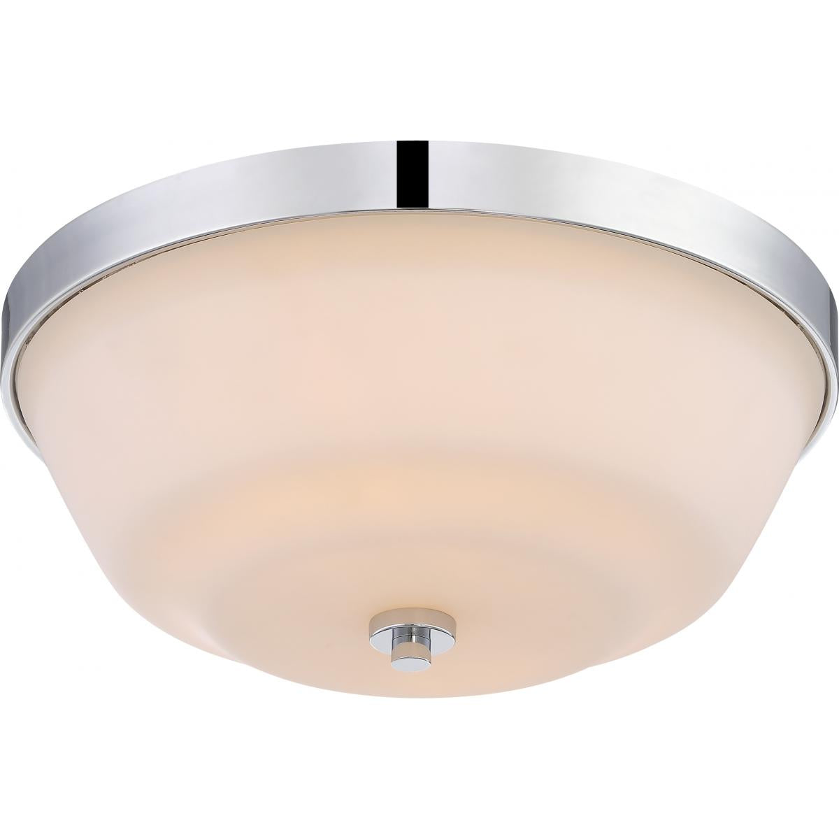 Satco Nuvo Willow 2-Light Flush/Semi-Flush Mount Fixture With White Glass - Polished Nickel Finish - Cheap-Us