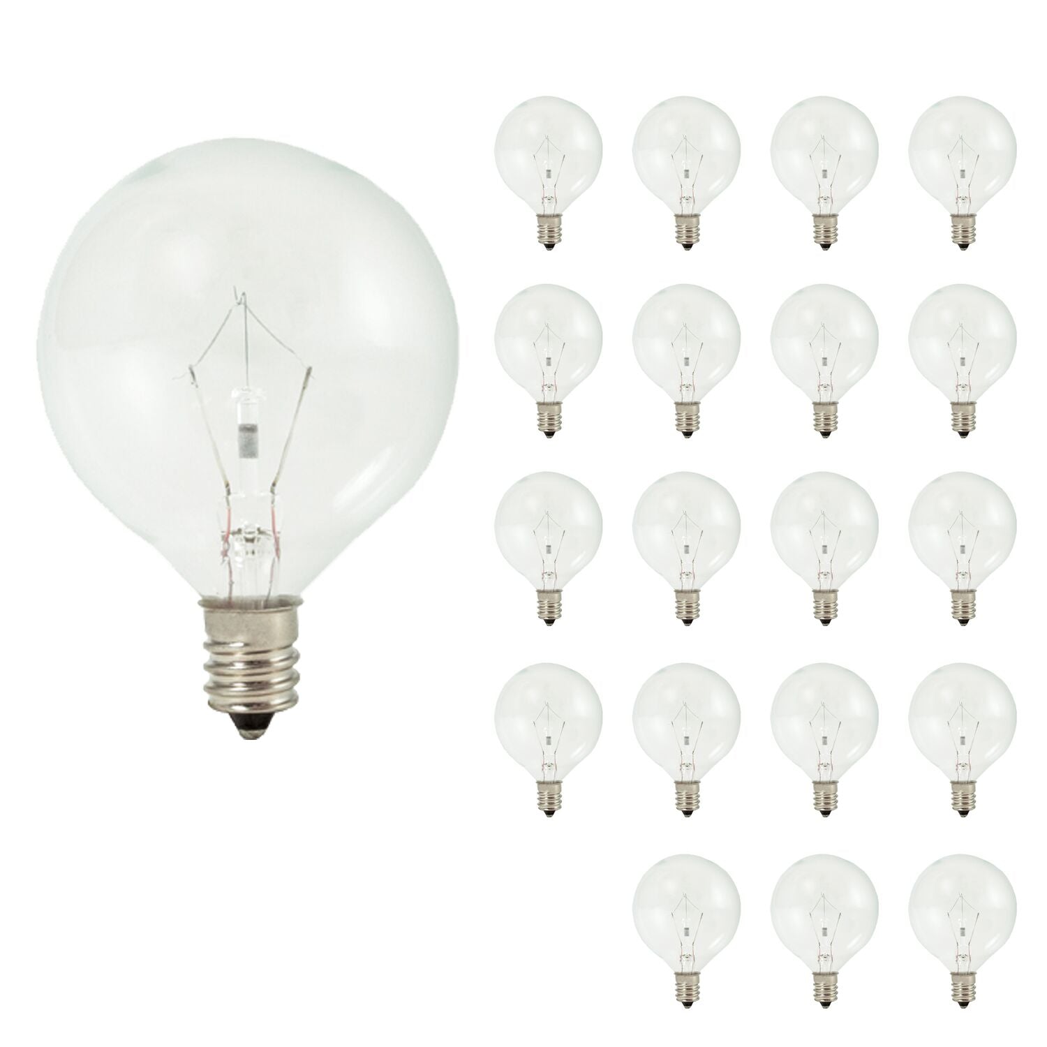 BULBRITE KRYPTON G16.5 CANDELABRA SCREW (E12) 25W DIMMABLE LIGHT BULB 2700K/WARM WHITE 20PK (461225) - Cheap-Us