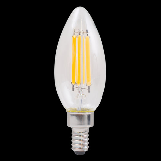 Luxrite LED B11 Torpedo Tip Chandelier Light Bulb, E12 Candelabra Base, 7W, 5000K - Bright White, 800 Lumens, 80 CRI, Clear Finish, Dimmable, Pack of 7 (LR21638) - Cheap-Us