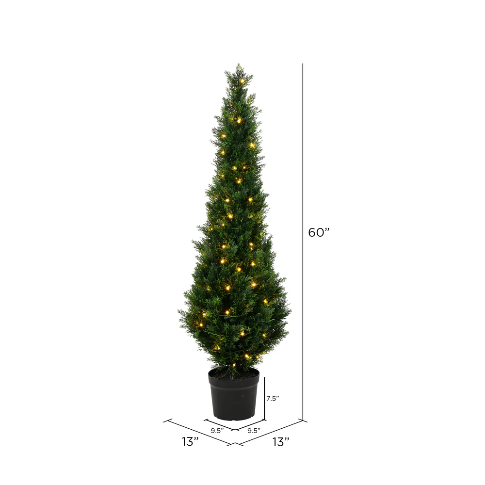 Vickerman 5' Artificial Potted Green Cedar Tree. - Cheap-Us