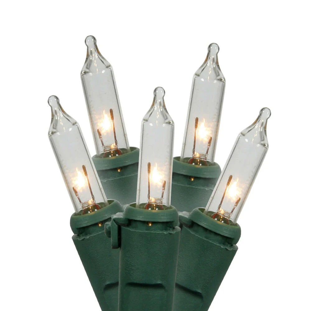 Vickerman Warm White Dura-Lit LED Christmas Light Replacement set. 100 Mini Lights Green Wire. - Cheap-Us