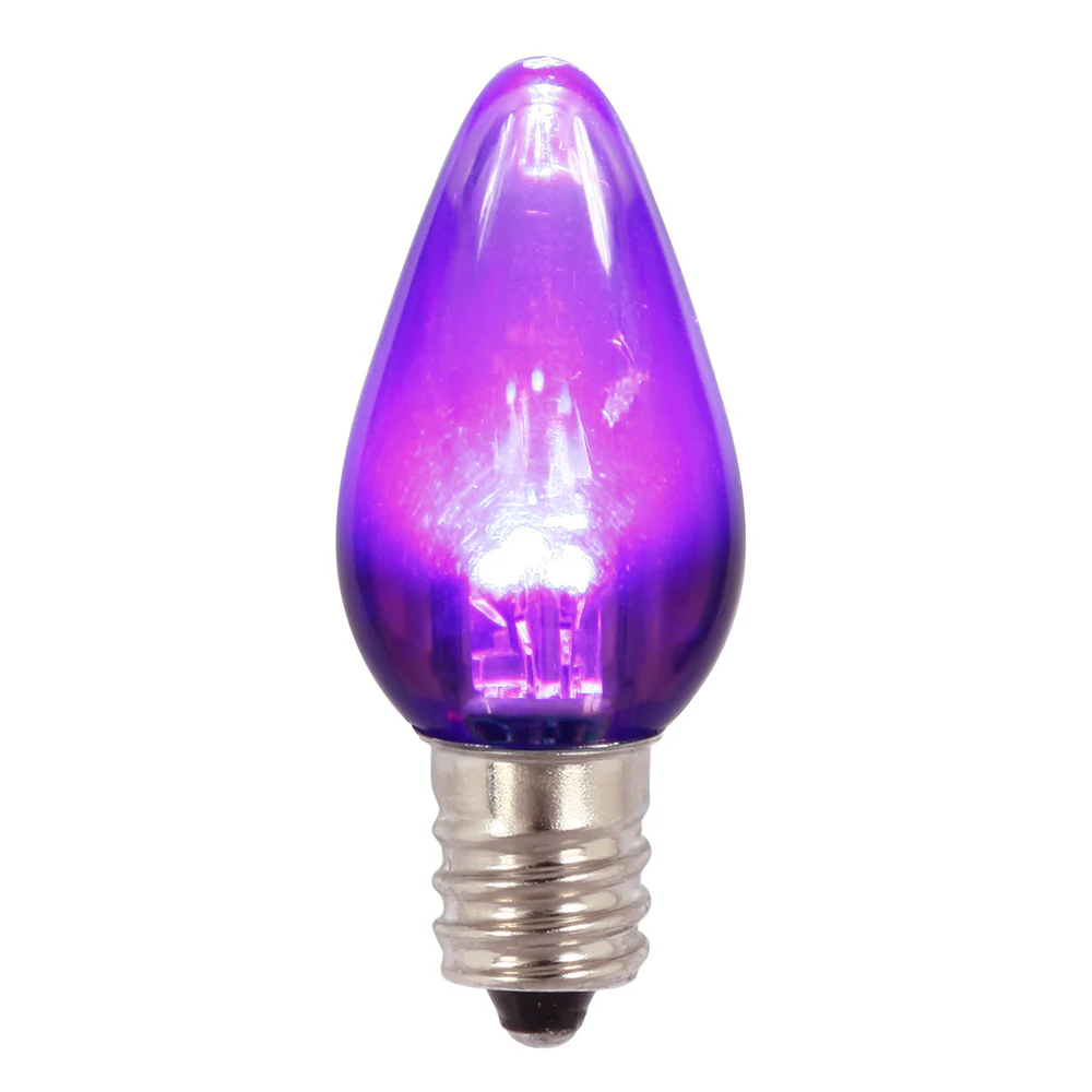 Vickerman C7 Twinkle Transparent Plastic LED Purple Dimmable Bulb E12 Nickel Base 25 per bag - Cheap-Us