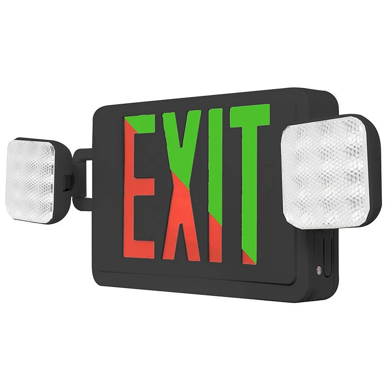 Westgate Combo Emergency Light Exit Sign Bi-Color Red/Grn, Default To Red, 120/277V, Black, LED Exit & Emergency Lighting - Cheap-Us