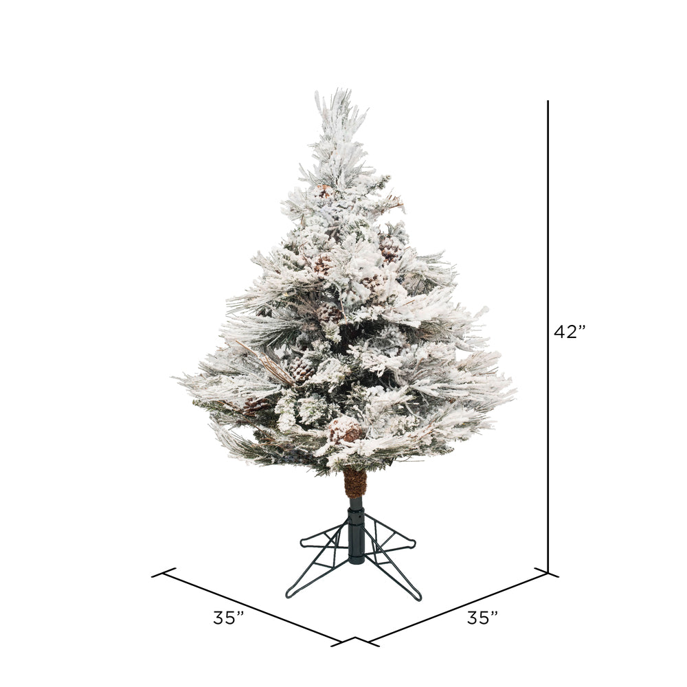 Vickerman 3.5' Flocked Alberta Artificial Christmas Tree Unlit - Cheap-Us