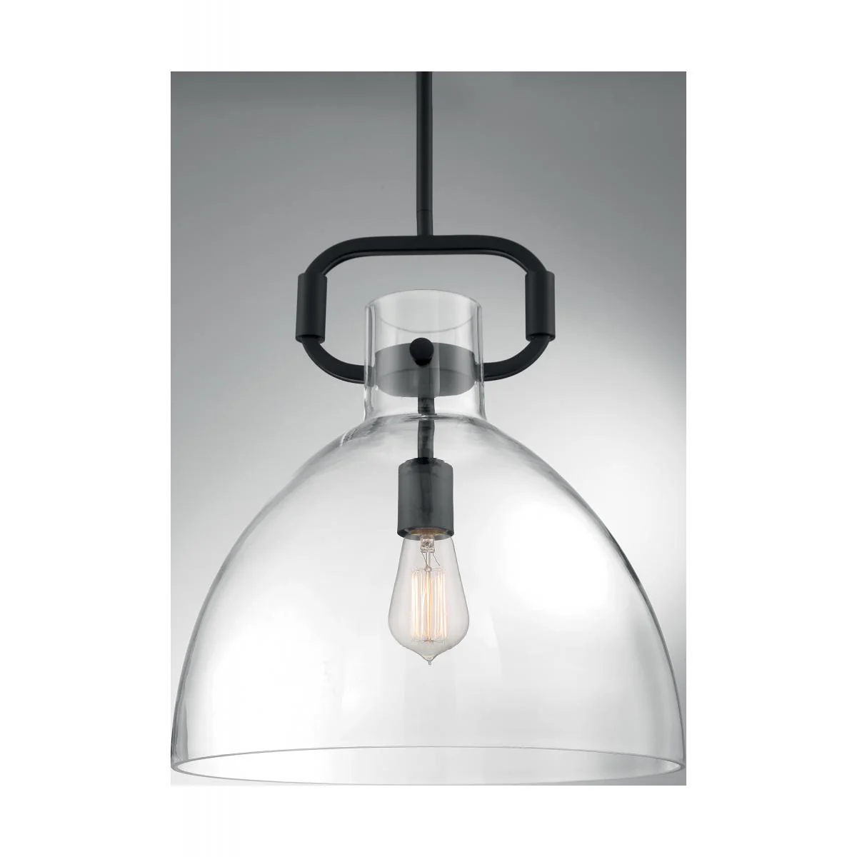60-7152 TERESA 1 LT BELL PENDANT Teresa - 1 Light Pendant with Clear Glass - Matte Black Finish - Cheap-Us