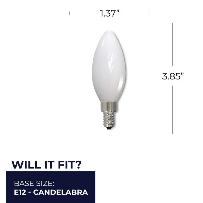 BULBRITE LED B11 CANDELABRA SCREW (E12) 4.5W DIMMABLE FILAMENT LIGHT BULB 2700K/WARM WHITE 40W INCANDESCENT EQUIVALENT 4PK (776672) - Cheap-Us